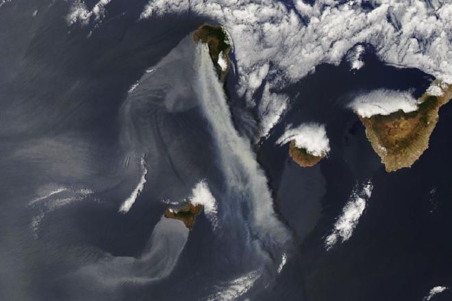 <strong>Incendios en La Palma a mediados de julio de 2023, observados por el satélite Aqua de un consorcio internacional liderado por la NASA</strong>