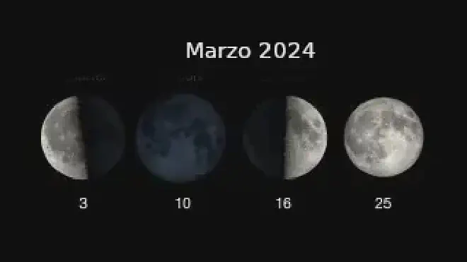 <strong>Las fases de la Luna para marzo de 2024.Crédito de la imagen: NASA/JPL-Caltech</strong>