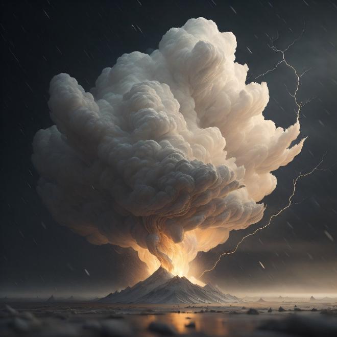 Rayos durante la erupción de un volcán